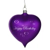 Weihnachtskugeln Aus Glas-Glasherz violett matt "Happy Birthday"