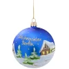 Deutschland Motive|Weihnachtskugeln Aus Glas-Glaskugel blau "Weihnachten Berlin", 10 cm