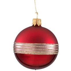 Weihnachtskugeln|Weihnachtskugeln Aus Glas-Glaskugel bordeaux matt/lack mit Glitterband, 6cm