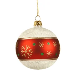 Weihnachtskugeln-Glaskugel Frosty mit Schneeflocken, 8cm