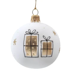 Weihnachtskugeln Aus Glas-Glaskugel Geschenke, weiß matt, 7 cm