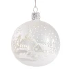 Weihnachtskugeln-Glaskugel klar matt mit Kirche im Schnee, 7 cm
