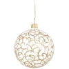 Weihnachtskugeln|Weihnachtskugeln Aus Glas-Glaskugel klar mit Goldschnörkeln, 8 cm
