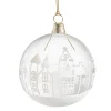 Weihnachtskugeln-Glaskugel klar mit Häuserkulisse, 7 cm