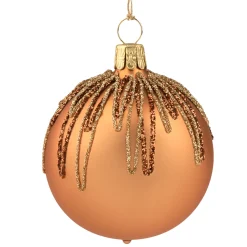 Weihnachtskugeln|Weihnachtskugeln Aus Glas-Glaskugel kupfer mit Glitterdach, 6 cm