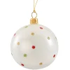 Weihnachtskugeln|Weihnachtskugeln Aus Glas-Glaskugel Opal weiß mit Punkten, 7 cm