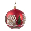 Weihnachtskugeln Aus Glas|Weihnachtskugeln-Glaskugel rot matt "Lebkuchenhäuser", 8 cm