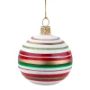 Weihnachtskugeln Aus Glas|Weihnachtskugeln-Glaskugel weiß matt mit Streifenmuster, 6 cm
