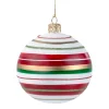 Weihnachtskugeln Aus Glas|Weihnachtskugeln-Glaskugel weiß matt mit Streifenmuster, 8 cm