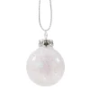 Weihnachtskugeln-Glaskugel weiß mit silber Glimmer, 3 cm