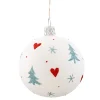 Weihnachtskugeln|Weihnachtskugeln Aus Glas-Glaskugel weiß "Winterzeit", 7 cm