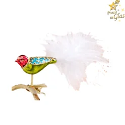 Poesie in Glas Weihnachtskugeln Aus Glas-Glasvogel, bunt-grün