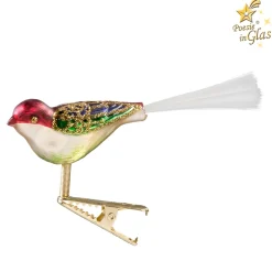 Poesie in Glas Weihnachtskugeln Aus Glas-Glasvogel, gold-bunt