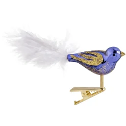 Poesie in Glas Weihnachtskugeln Aus Glas-Glasvogel, lila-goldfarben