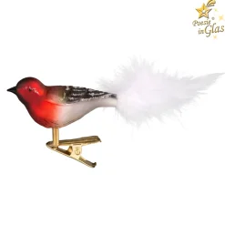 Poesie in Glas Weihnachtskugeln Aus Glas-Glasvogel, rot-weiß-schwarz