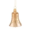 Weihnachtskugeln Aus Glas|Weihnachtskugeln-Glocke gold mit Blütennetz