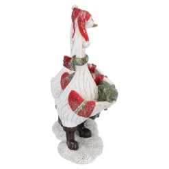 Nostalgische Weihnachtsdeko|Standfiguren-Gänsepaar mit Tanne