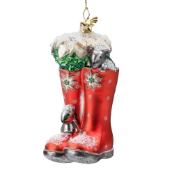 Poesie in Glas Weihnachtskugeln Aus Glas-Gummistiefel, rot