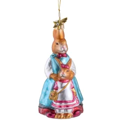 Poesie in Glas Die Häschenschule|Weihnachtskugeln Aus Glas-Hasenmutter mit Mädchen