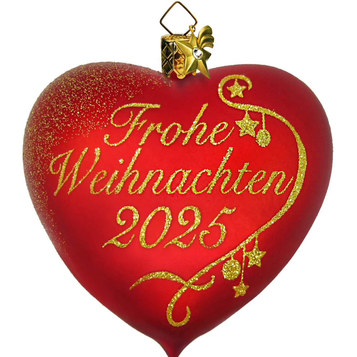 Poesie in Glas Weihnachtskugeln Aus Glas-Herz "Frohe Weihnachten 2025", Glas-Baumbehang
