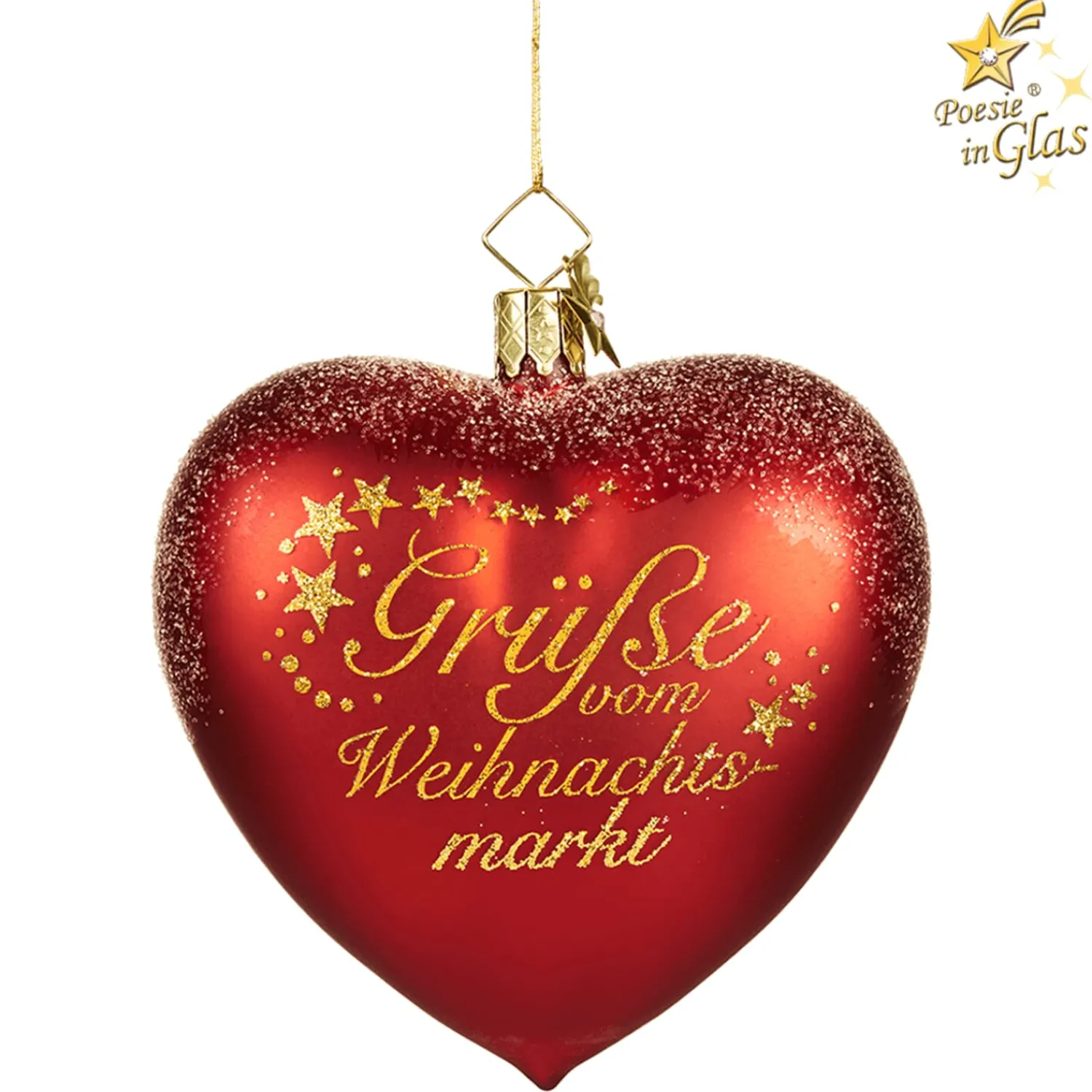 Poesie in Glas Weihnachtskugeln Aus Glas-Herz "Grüße vom Weihnachtsmarkt Lübeck"