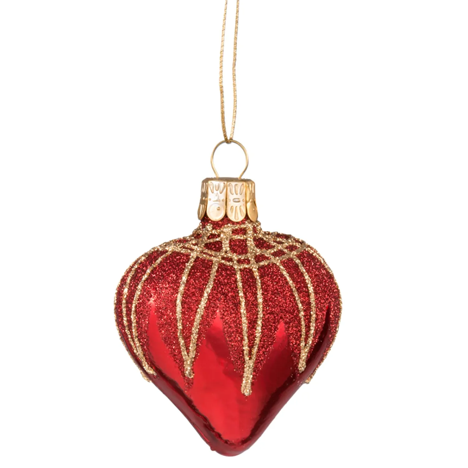 Weihnachtskugeln|Weihnachtskugeln Aus Glas-Herz rot mit Glitterdach