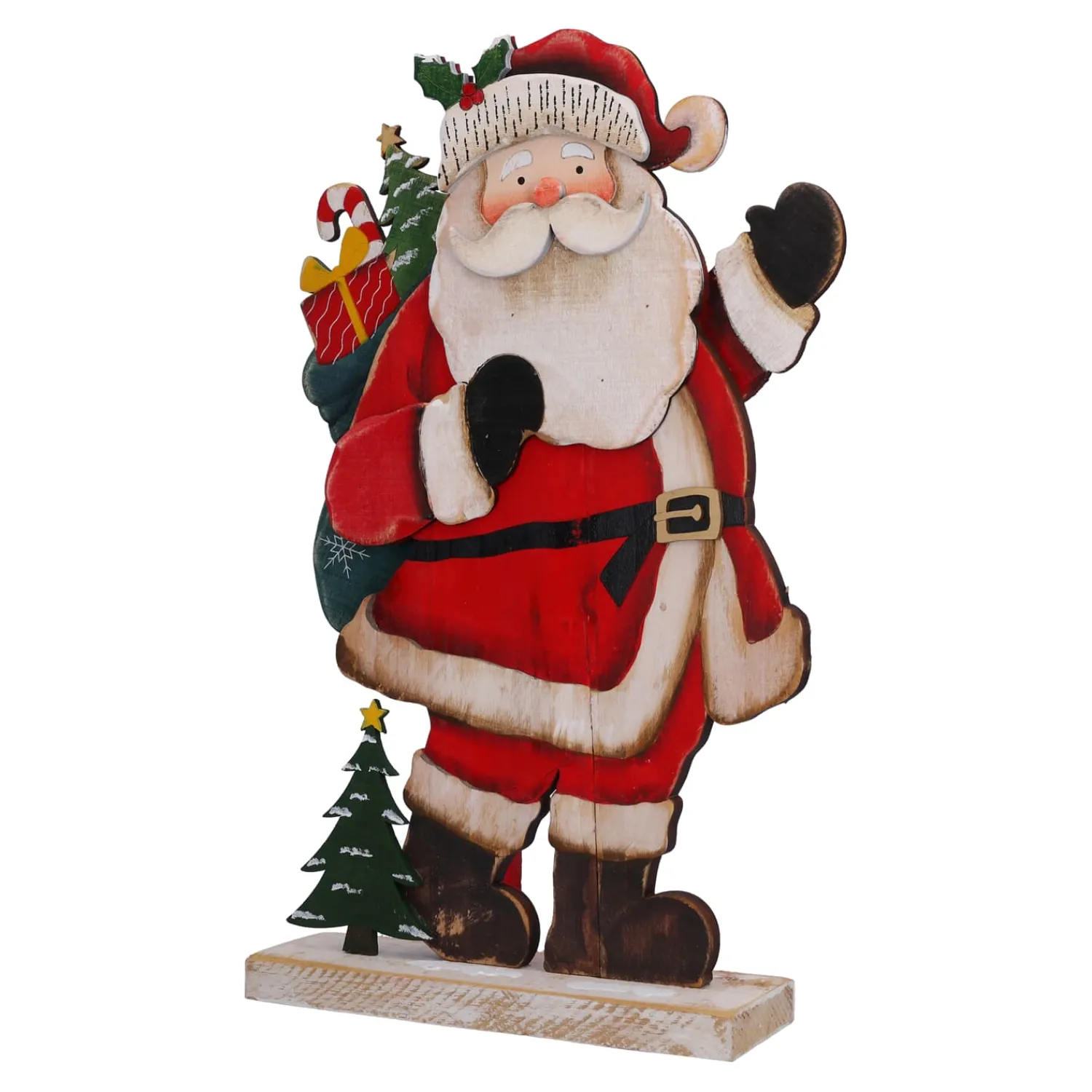 Standfiguren-Holzaufsteller "Wandernder Weihnachtsmann"