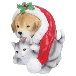 Standfiguren-Hund und Katze unter Mütze