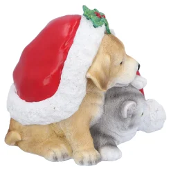 Standfiguren-Hund und Katze unter Mütze