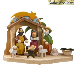 Käthes Original Weihnachtsdeko Holz|Krippen Und Krippenfiguren-Kerzenhalter "Krippe"