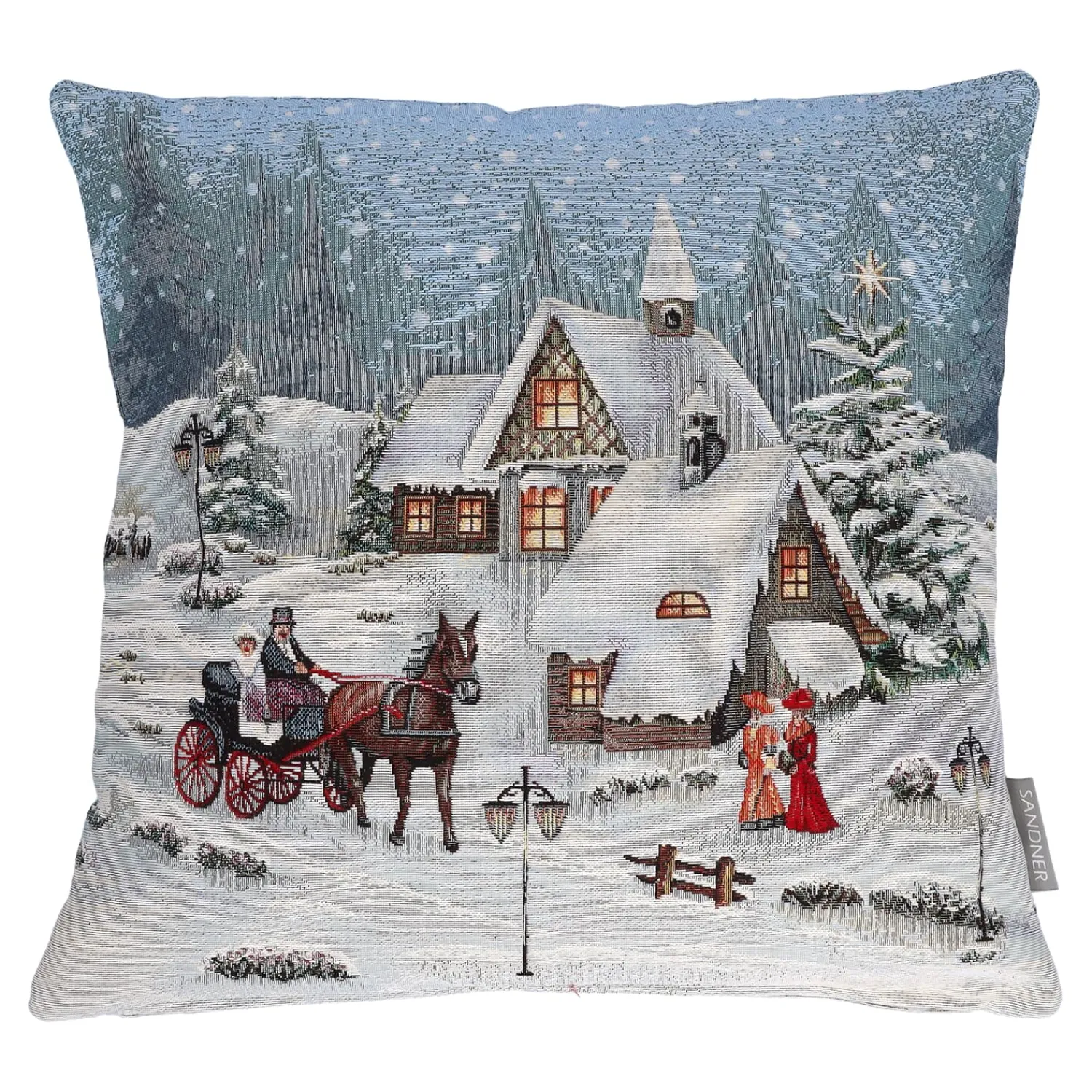 Sandner Wohndeko-Kissenhülle "winterliche Kutschfahrt"