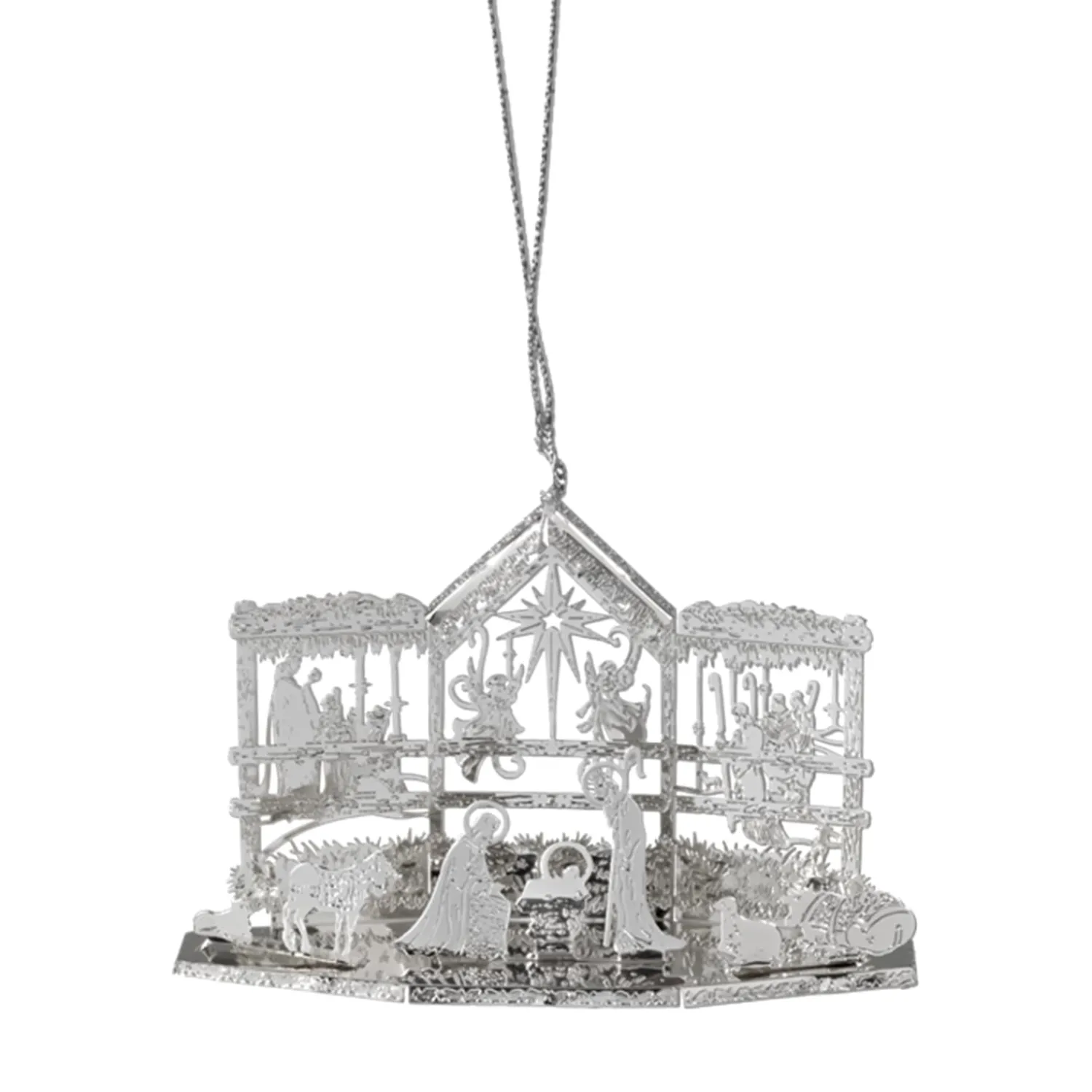 Baumschmuck Aus Messing|Krippen Und Krippenfiguren-Krippenszene, silberfarben