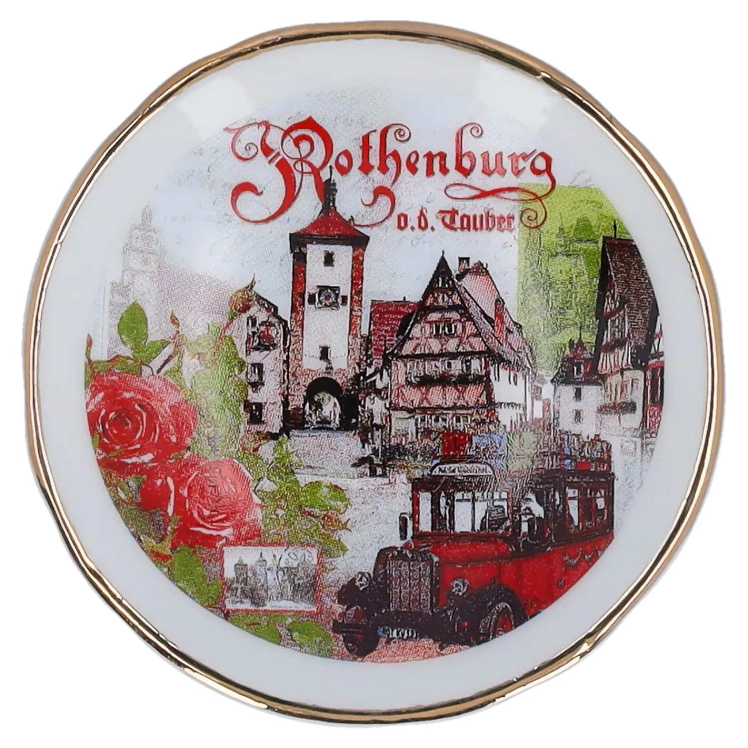 Magnete|Rothenburg Motive-Magnet-Tellerchen "Rothenburg Rosen"
