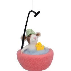 Baumschmuck Aus Filz-Maus in Badewanne aus Filz