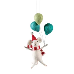 Baumschmuck Aus Filz|Weihnachtsbaumanhänger-Maus mit Luftballons aus Filz