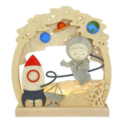 RATAGS Holzdesign Unser Sandmännchen Und Seine Freunde|Schwibbogen Weihnachten-Nachtlicht Leuchte, Sandmännchen im Weltall