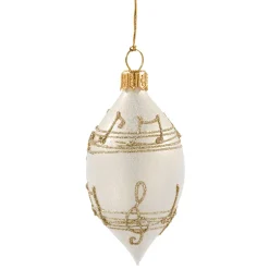 Weihnachtskugeln|Weihnachtskugeln Aus Glas-Olive cremefarben mit Notenband