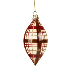 Weihnachtskugeln-Olive mit Karomuster weiß matt