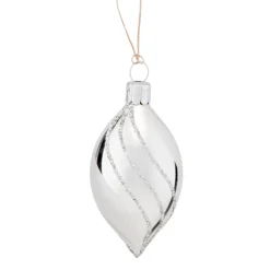 Weihnachtskugeln|Weihnachtskugeln Aus Glas-Olive silber mit Glitterdekor