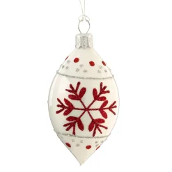 Weihnachtskugeln|Weihnachtskugeln Aus Glas-Olive weiß mit roten Flocken