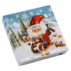 Tischdeko-Papier-Cocktailservietten "Fahrt in die Weihnacht"