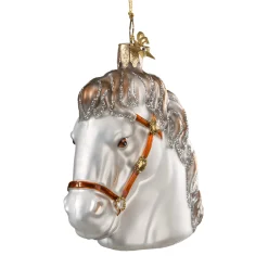 Poesie in Glas Weihnachtskugeln Aus Glas-Pferdekopf weiß
