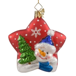 Poesie in Glas Weihnachtskugeln Aus Glas-Portraitstern Schneemann