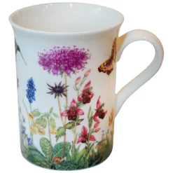 Tischdeko-Porzellan-Tasse "Blumenwiese mit Orchideen"