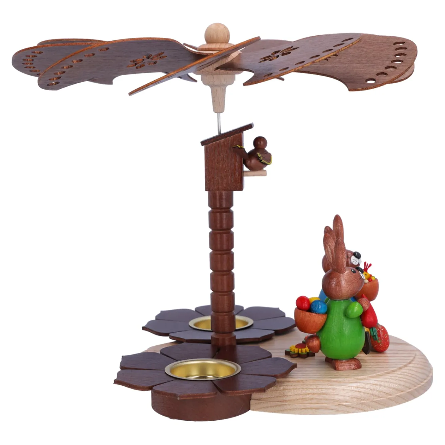 HODREWA Weihnachtspyramiden-Pyramide "Osterhasen mit Ostereiern"