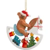 Käthes Original Christbaumschmuck Holz-Schaukelpferd mit Teddy, Holz-Baumbehang