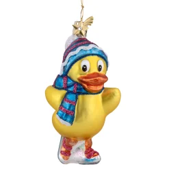 Poesie in Glas Unser Sandmännchen Und Seine Freunde|Weihnachtskugeln Aus Glas-Schnatterinchen fährt Schlittschuh