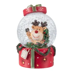 Schneekugeln Weihnachten-Schneekugel "Rentier im Geschenk"