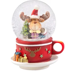 Schneekugeln Weihnachten-Schneekugel "Tasse mit Elch"