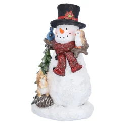 Standfiguren-Schneemann mit Eule und Eichhörnchen, LED